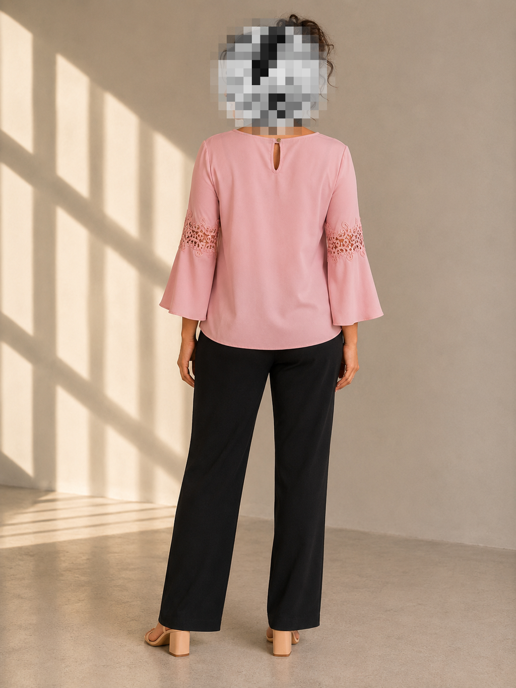 Blush Pink Lace Sleeve Top