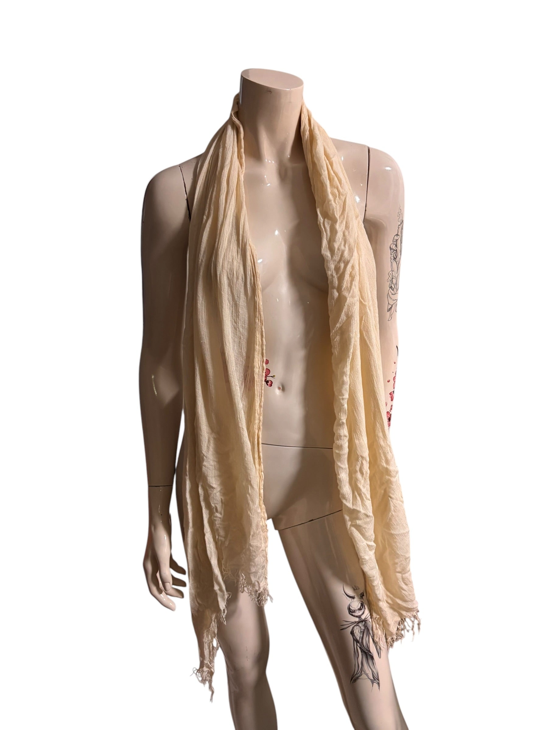 Cream Lightweight Tassel Scarf