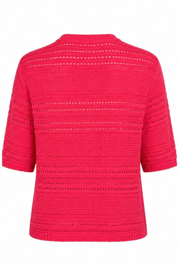 Coral Open Knit Cardigan