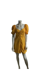 Mustard Puff Sleeve Mini Dress