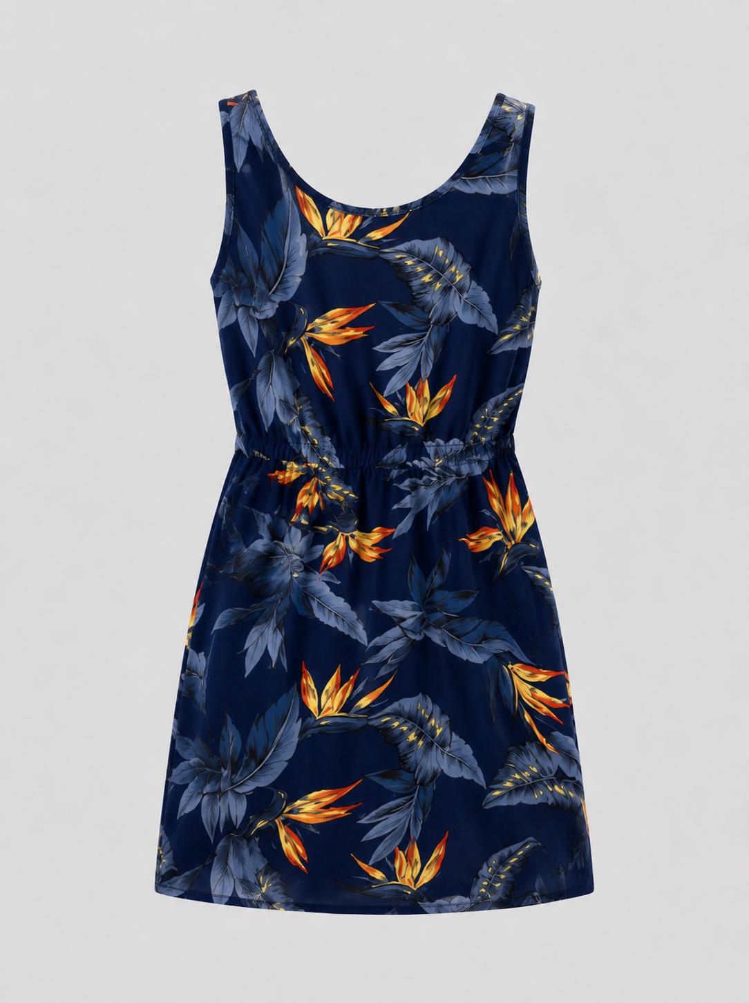 Tropical Print Sleeveless Dress