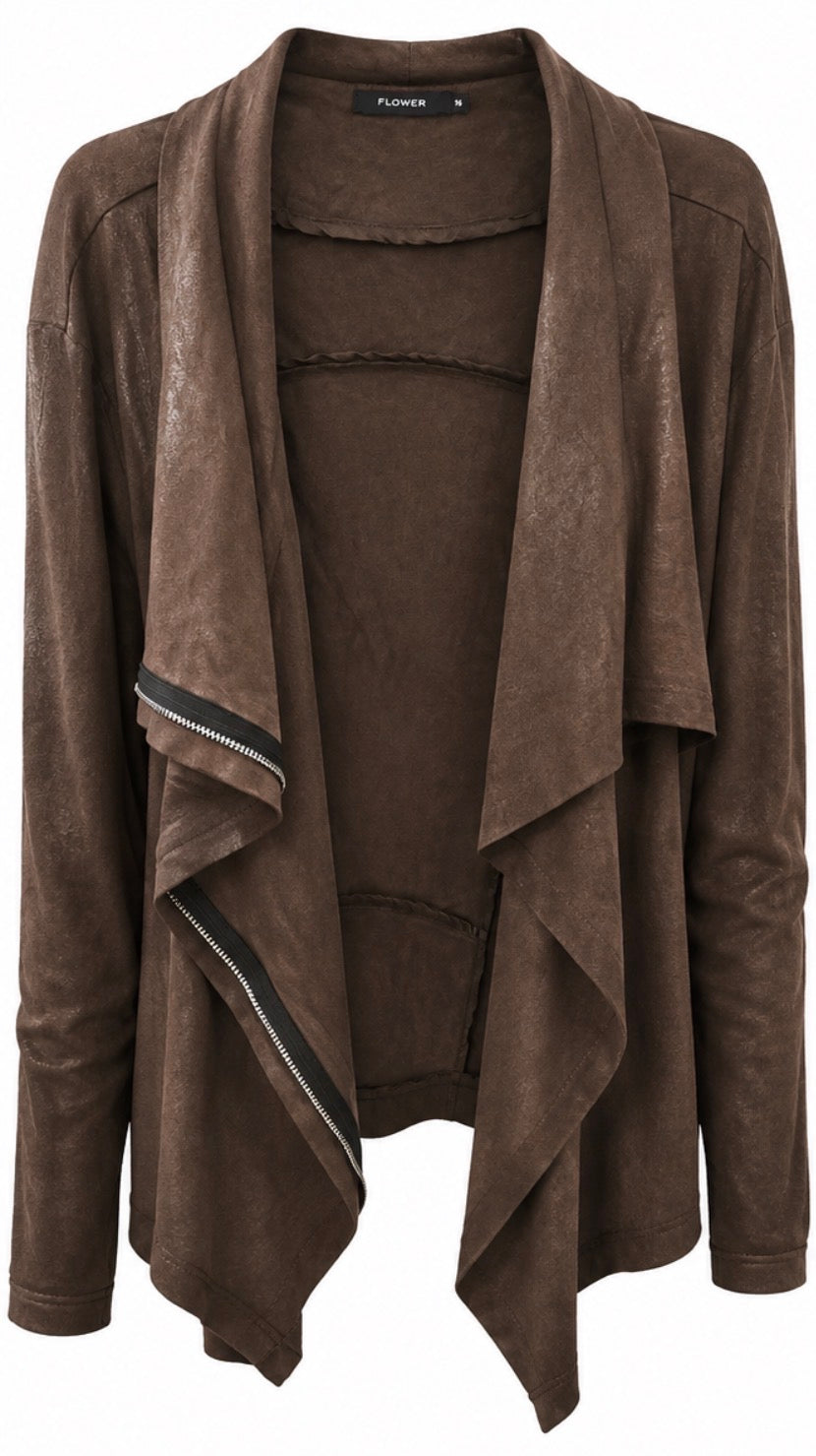 Faux Suede Waterfall Jacket