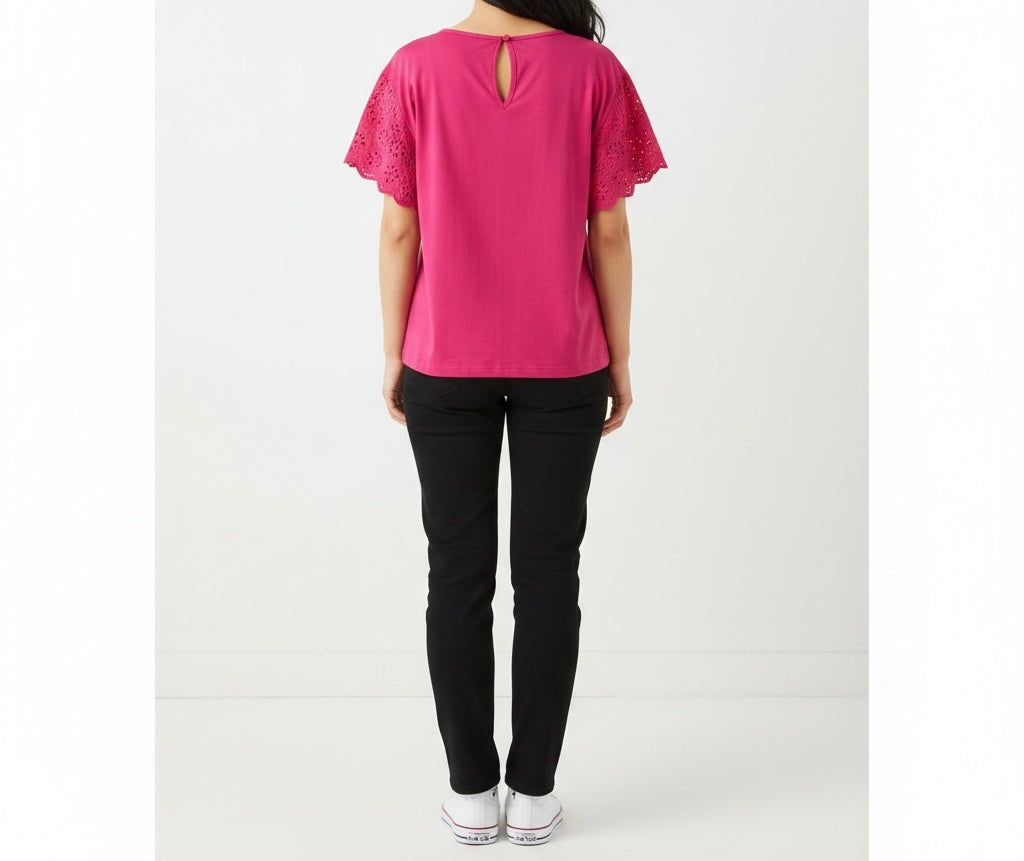 Hot Pink Broderie Eyelet Top