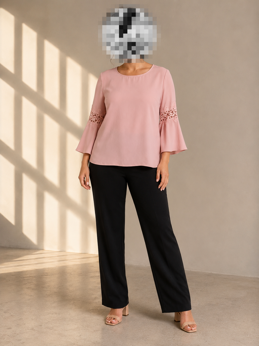 Blush Pink Lace Sleeve Top
