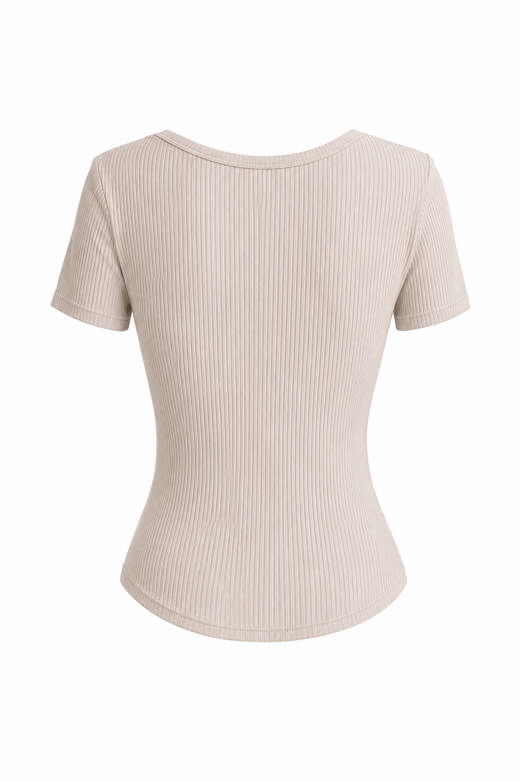 White Ribbed V-Neck Tee