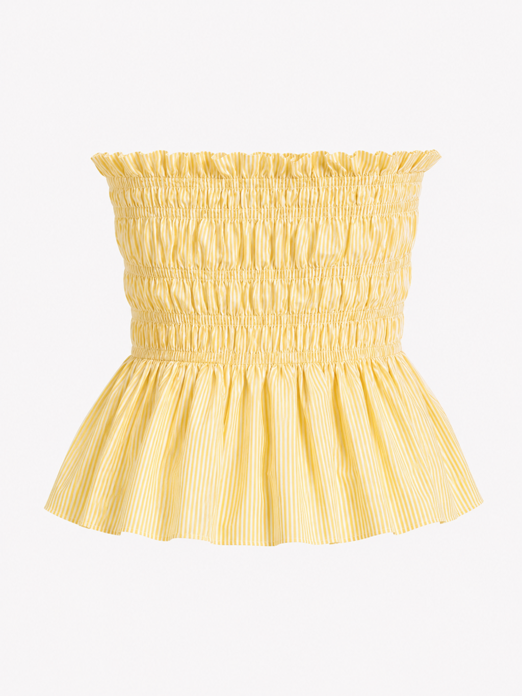 Yellow Shirred Peplum Top
