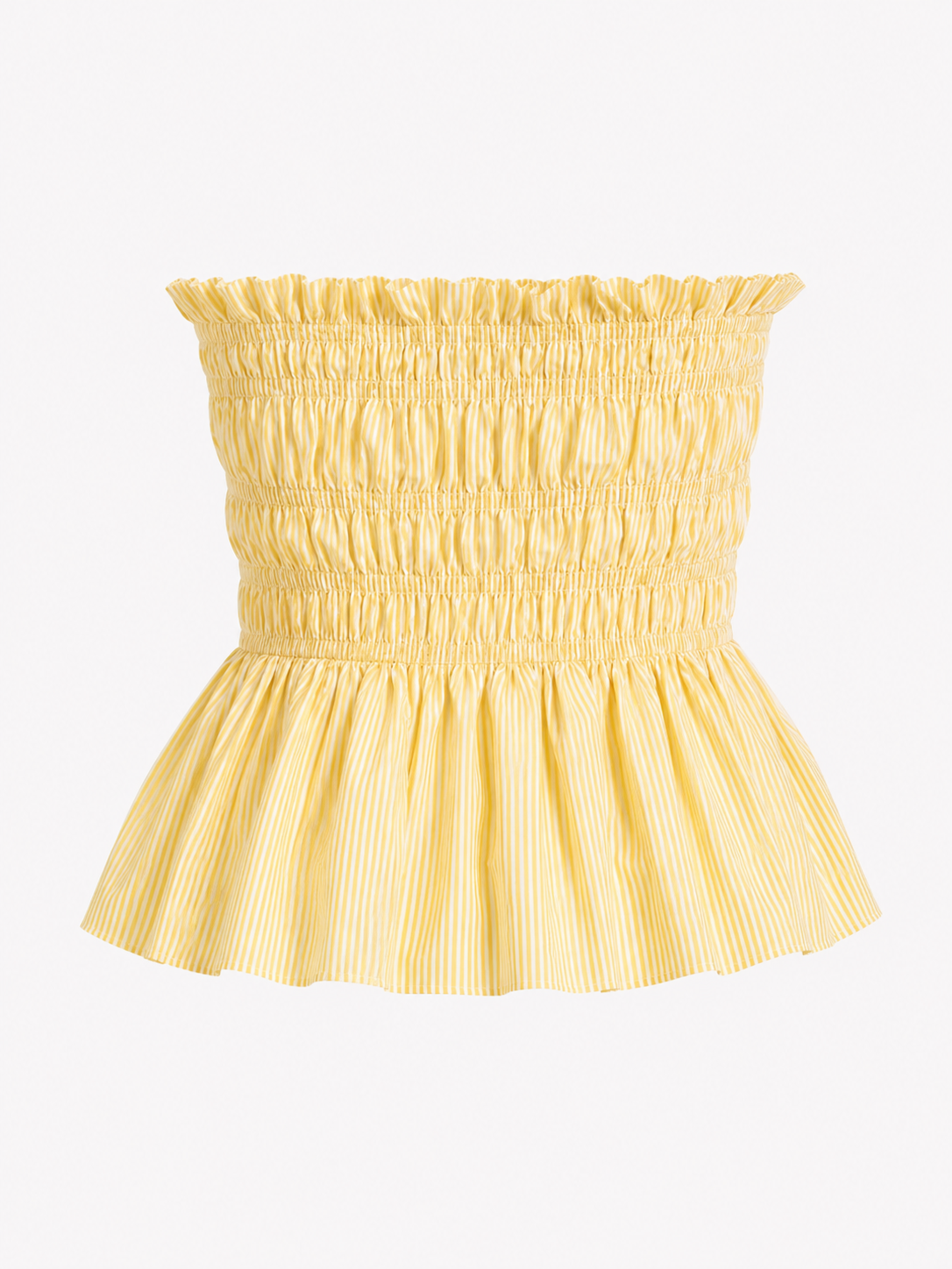 Yellow Shirred Peplum Top