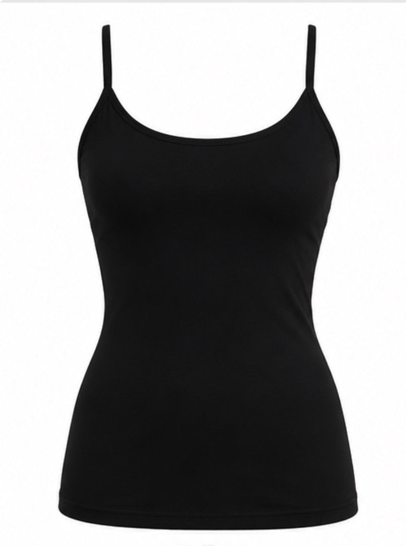 Black Fitted Cami Singlet Top