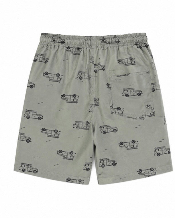 Car Print Drawstring Shorts
