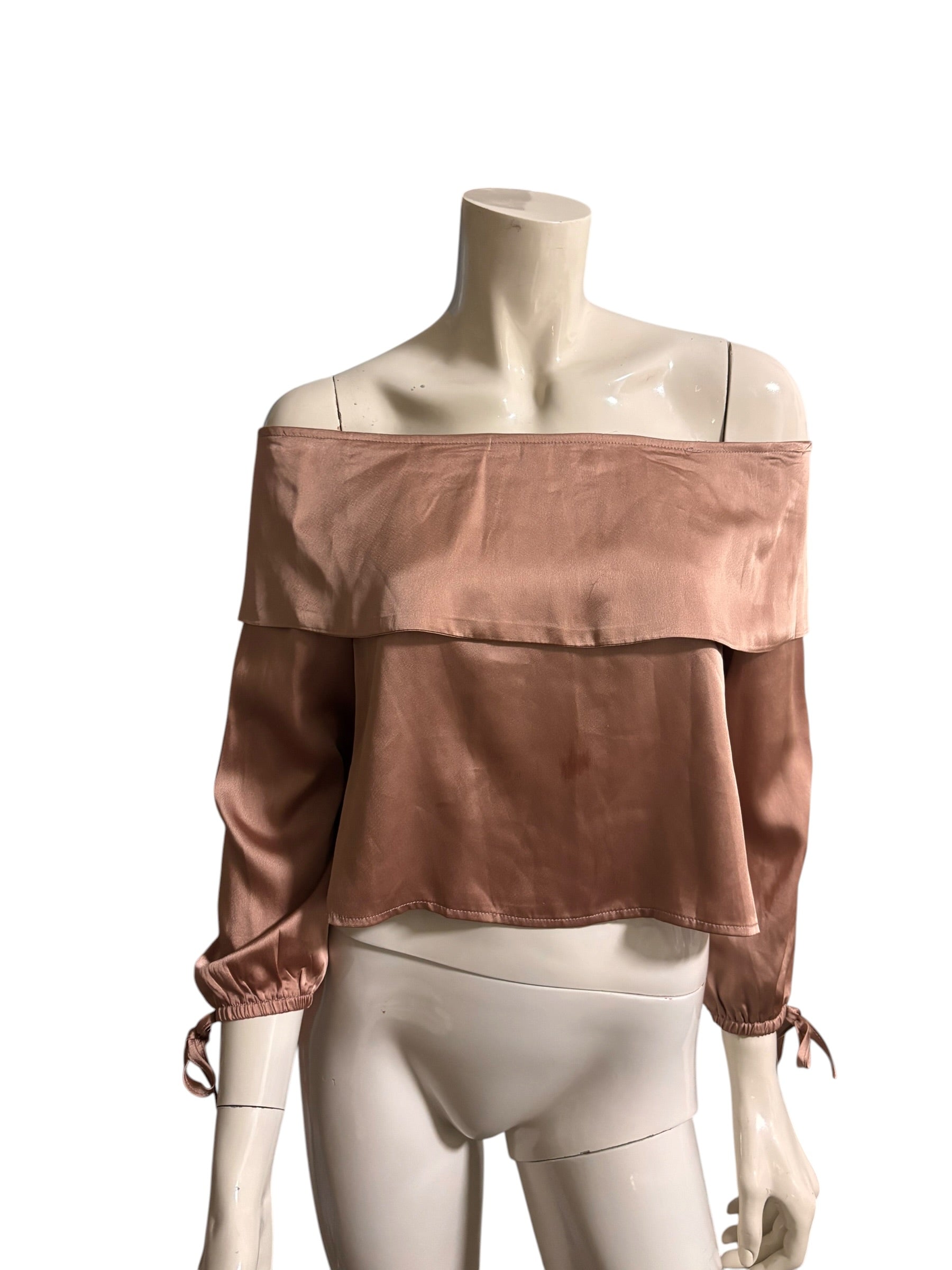 Rose Gold Satin Off Shoulder Top