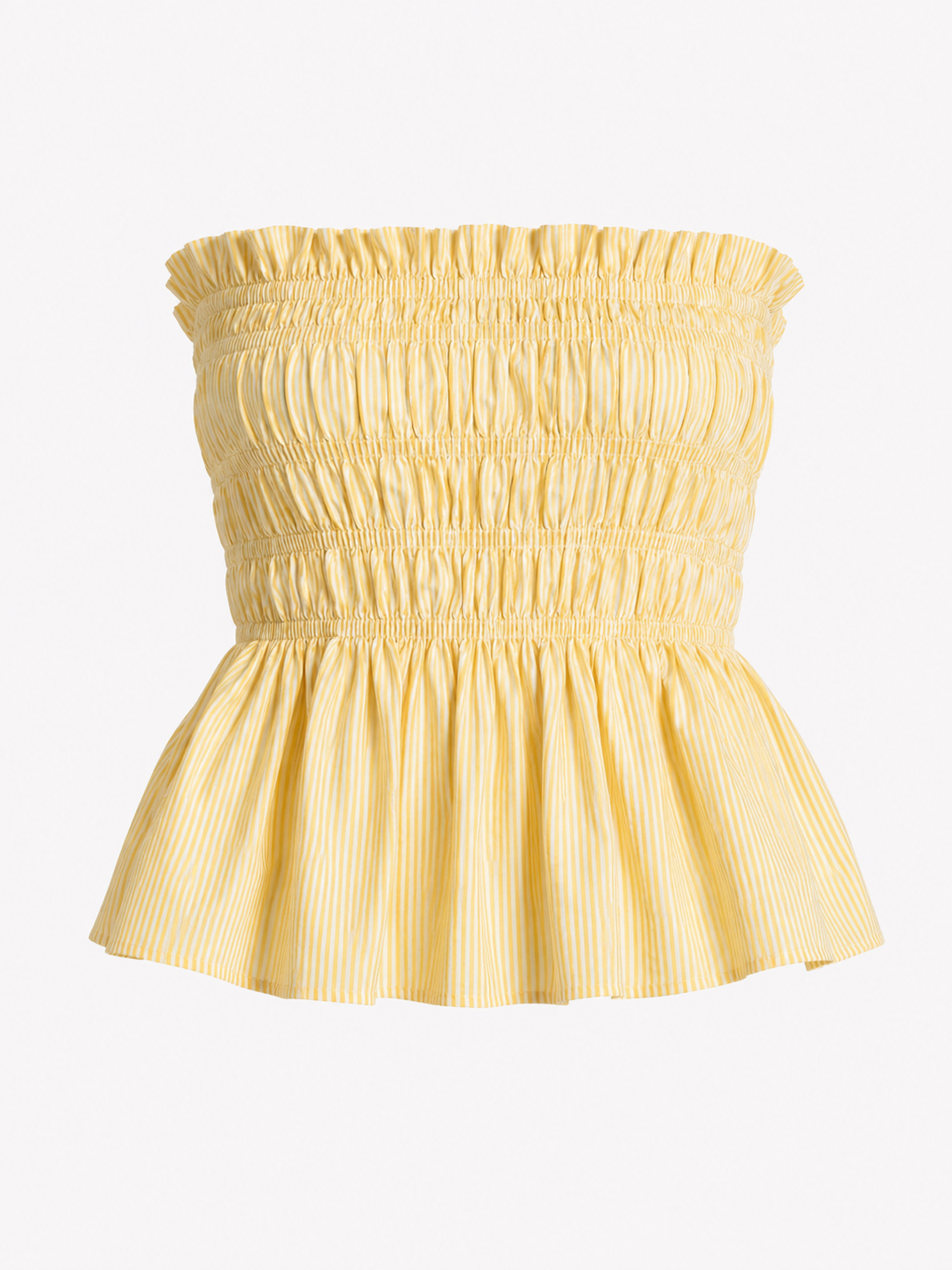 Yellow Shirred Peplum Top