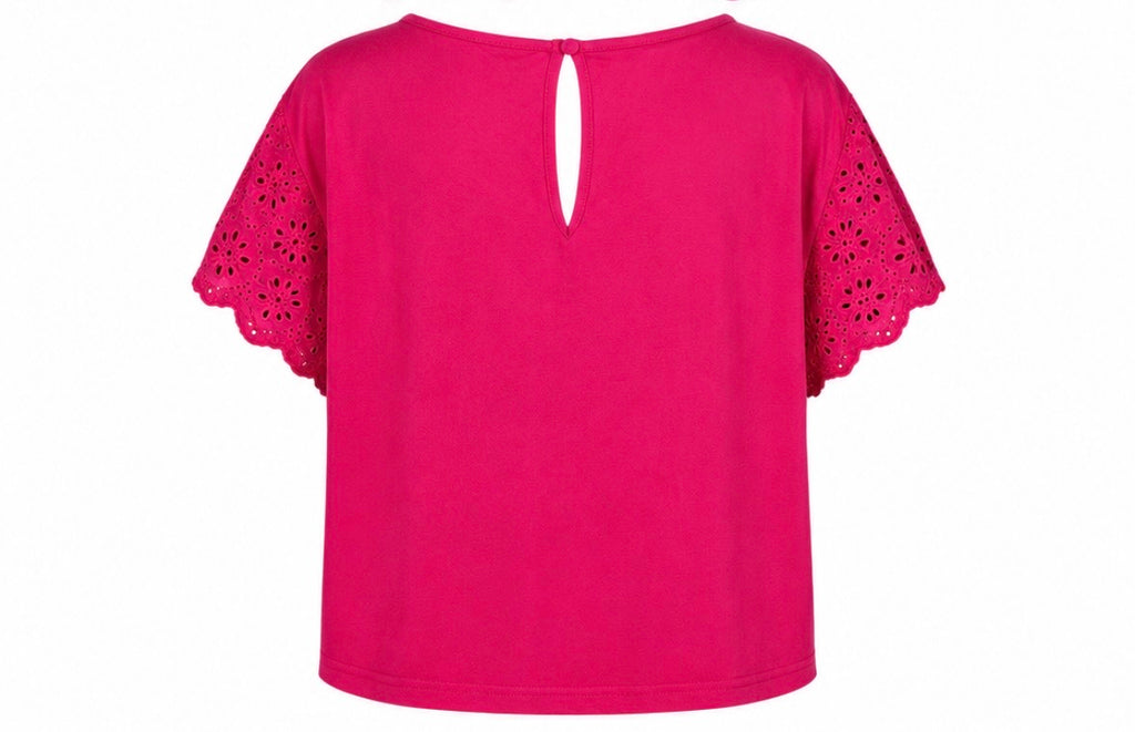 Hot Pink Broderie Eyelet Top