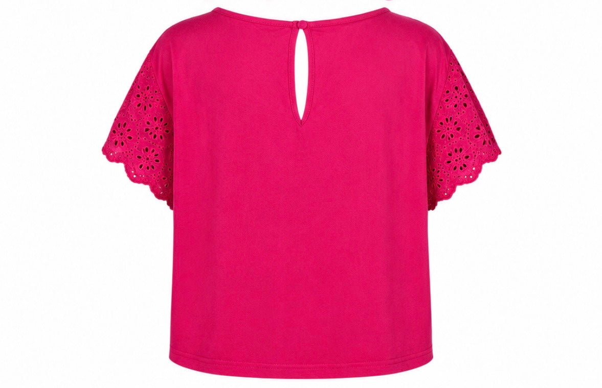 Hot Pink Broderie Eyelet Top