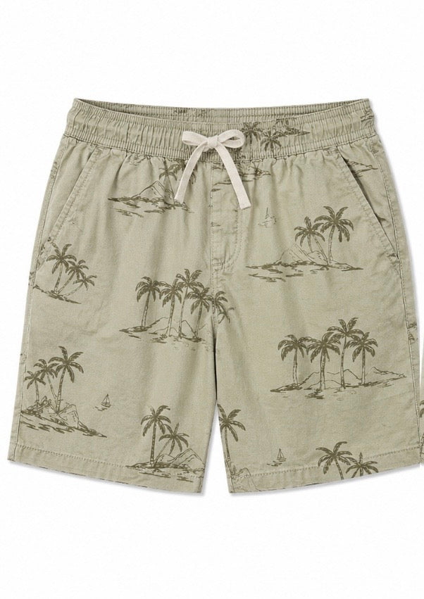 Khaki Palm Tree Print Shorts
