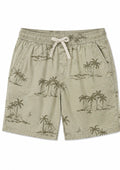 Khaki Palm Tree Print Shorts