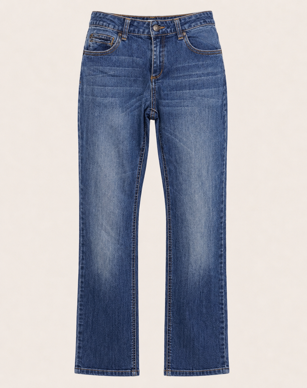 Mid Wash Straight Leg Jeans
