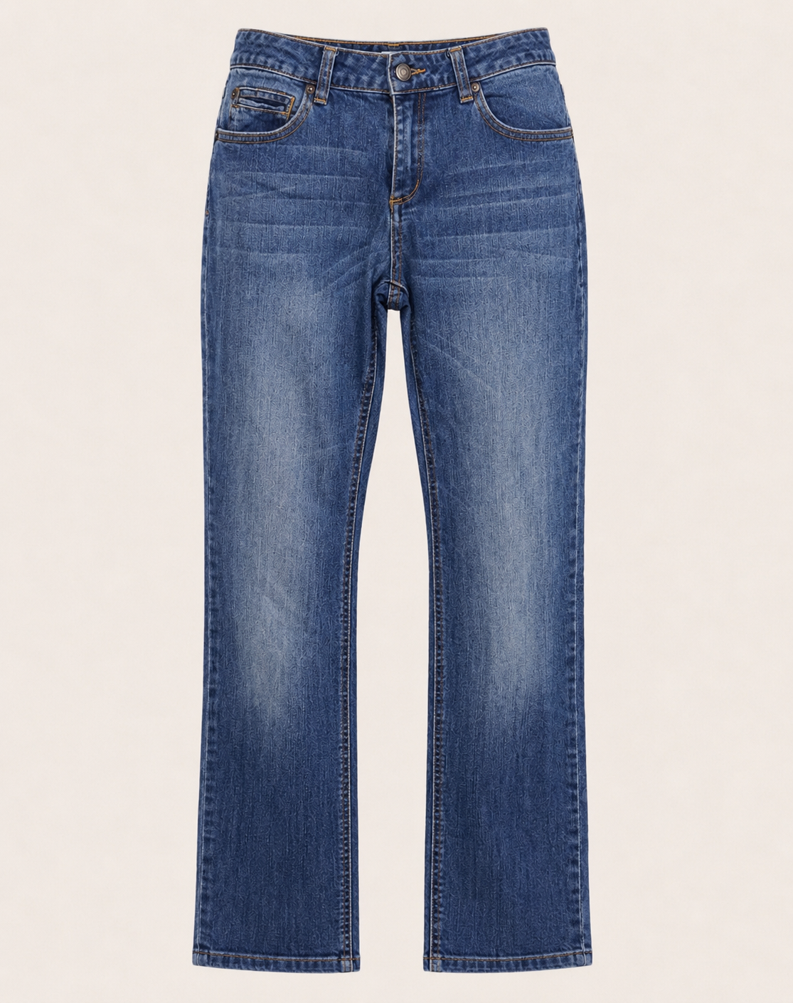 Mid Wash Straight Leg Jeans