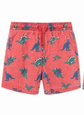 Red Christmas Dinosaur Print Shorts