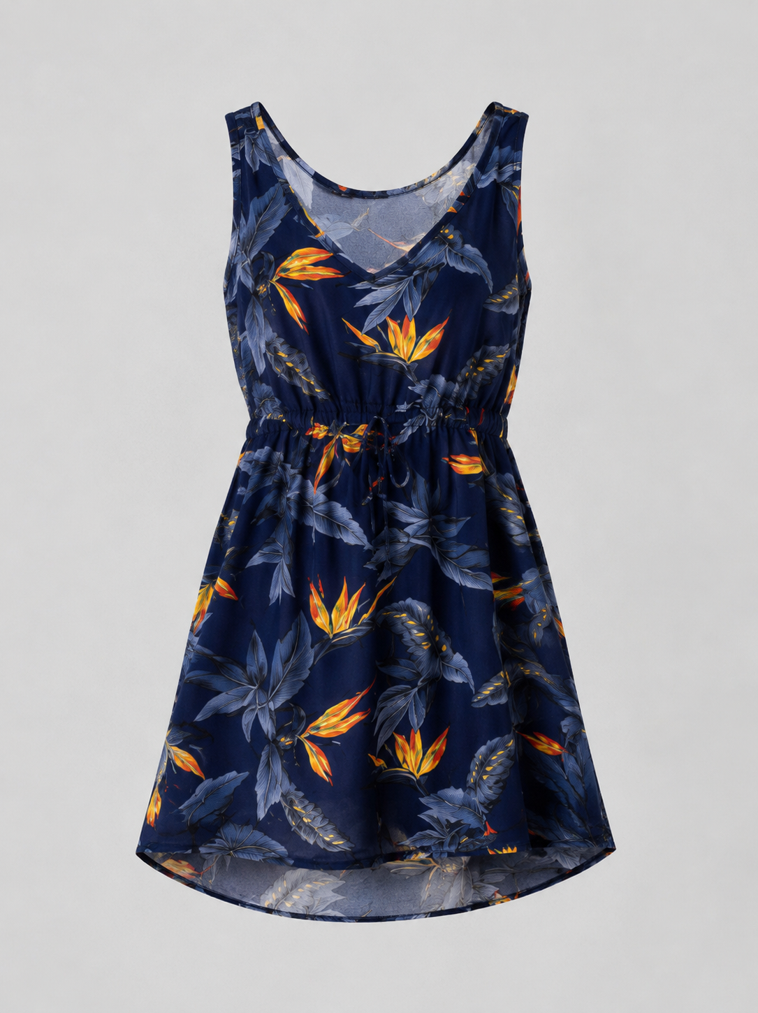 Tropical Print Sleeveless Dress