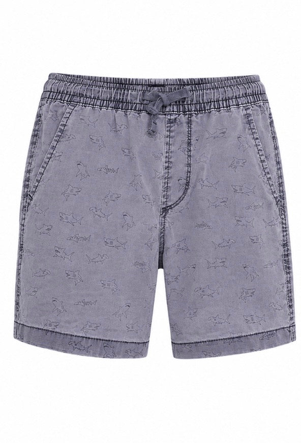 Grey Shark Print Shorts