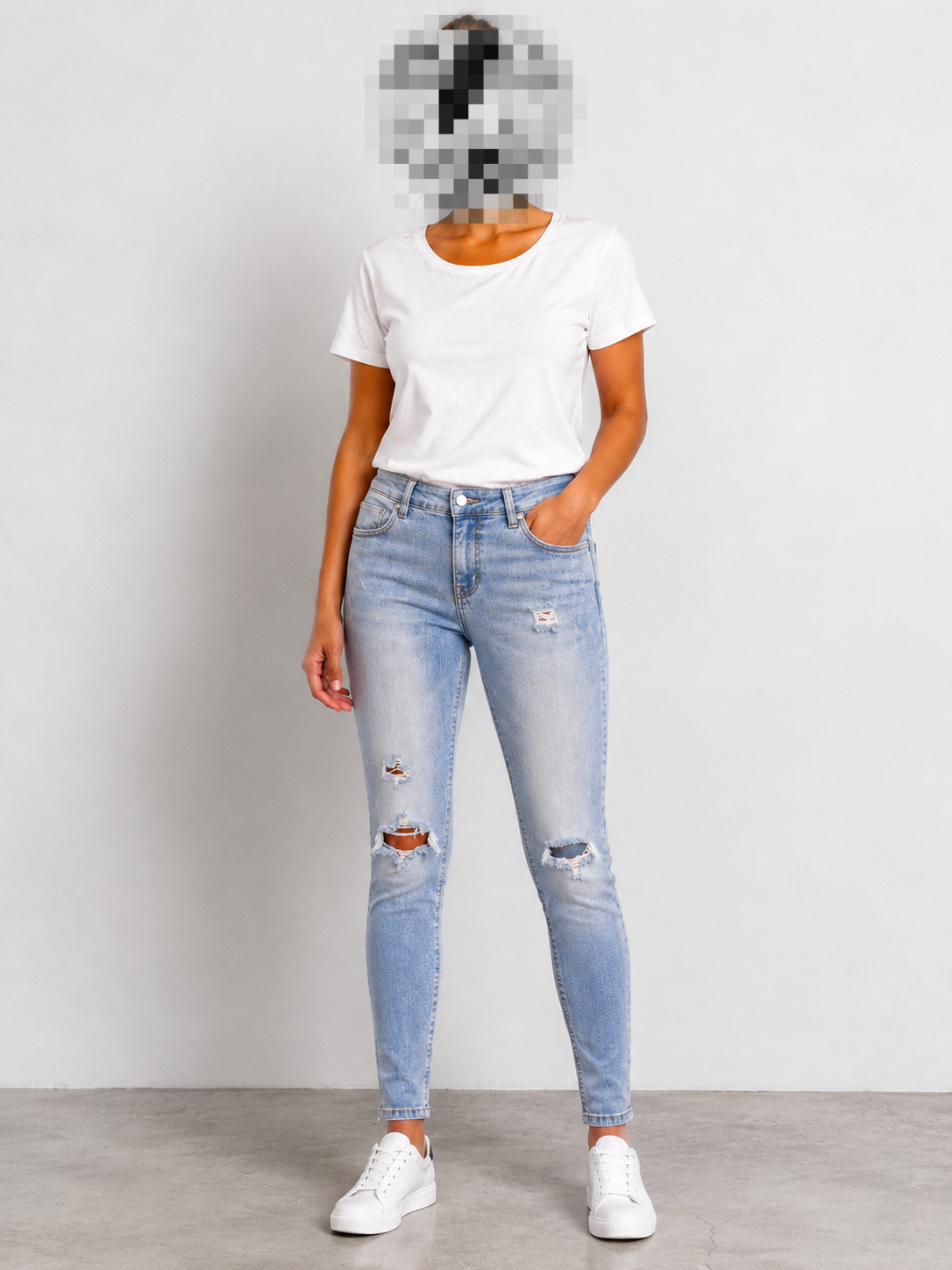Light Wash Distressed Skinny Jeans
