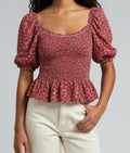 Floral Shirred Puff Sleeve Top