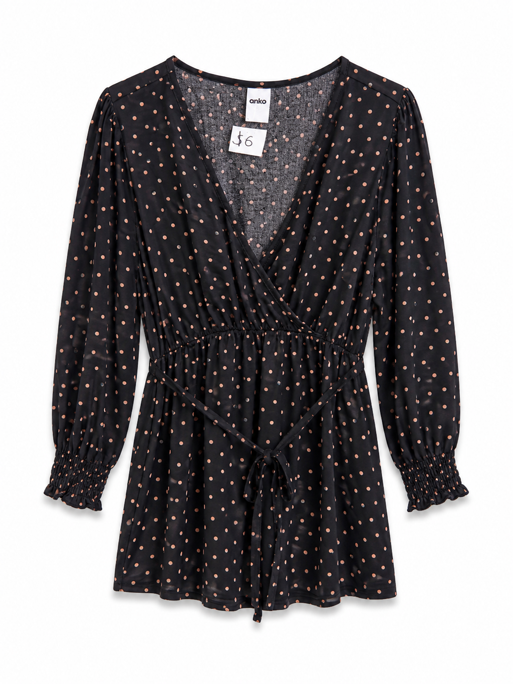 Black Polka Dot Wrap Playsuit