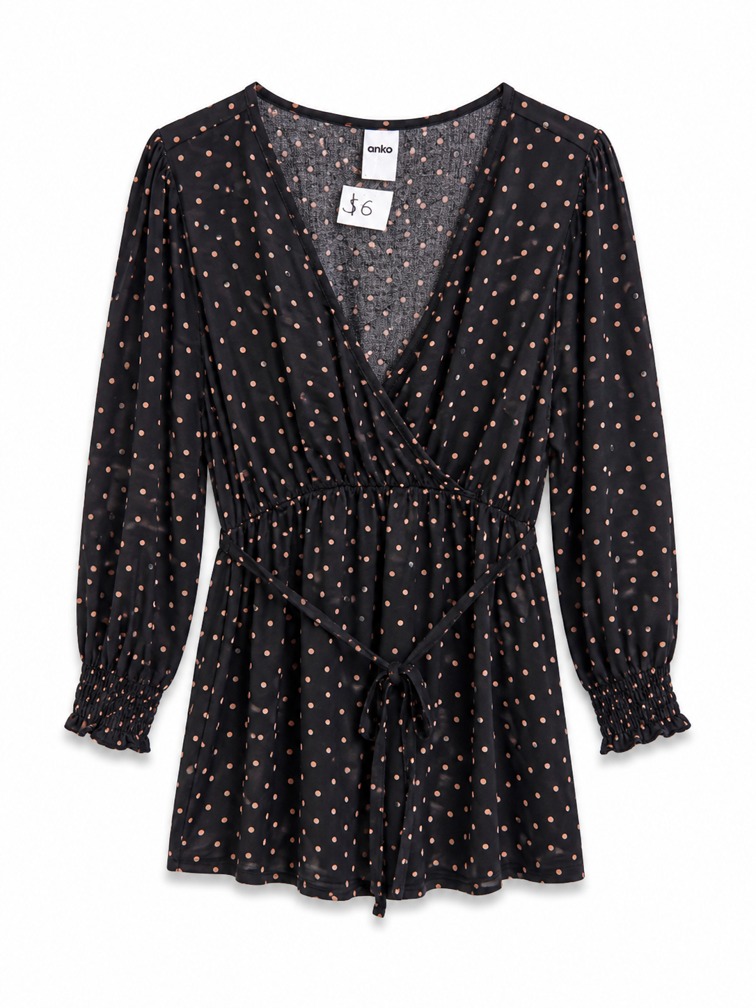 Black Polka Dot Wrap Playsuit
