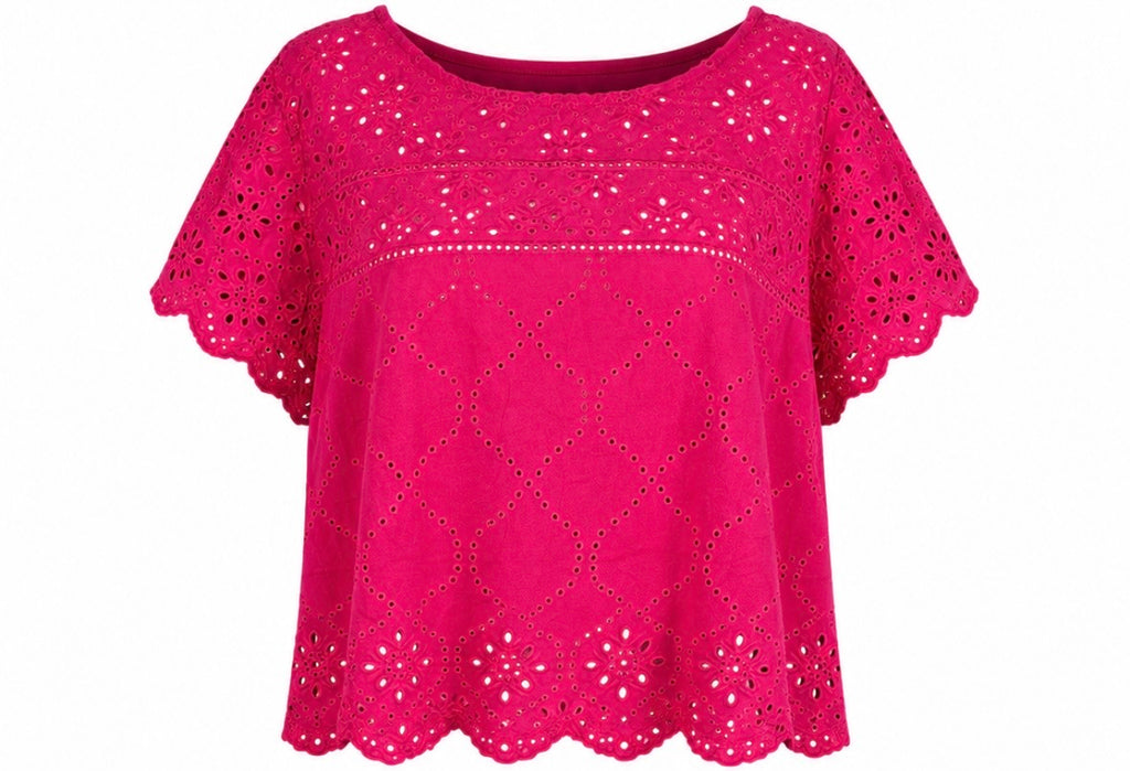 Hot Pink Broderie Eyelet Top