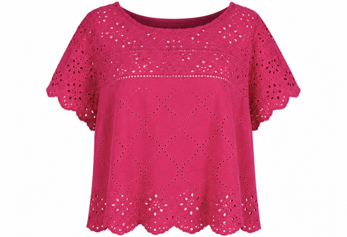 Hot Pink Broderie Eyelet Top