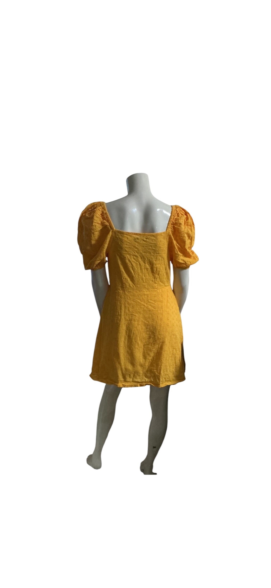 Mustard Puff Sleeve Mini Dress