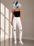White Distressed Skinny Jeans