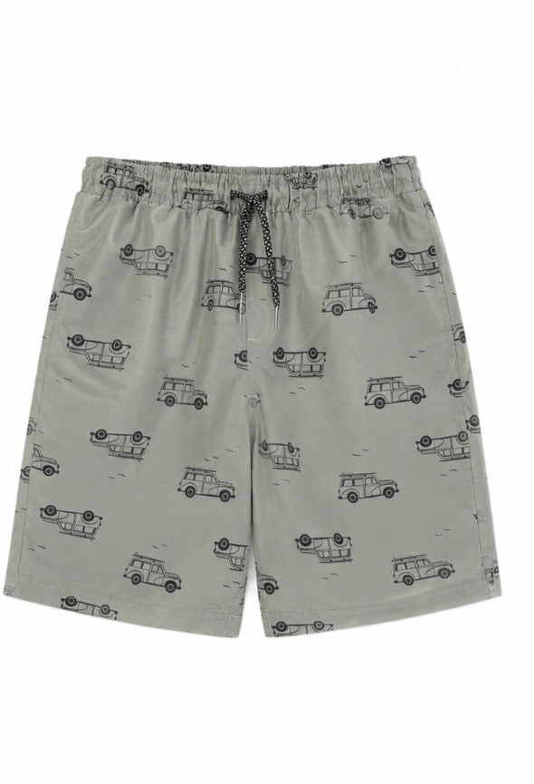 Car Print Drawstring Shorts