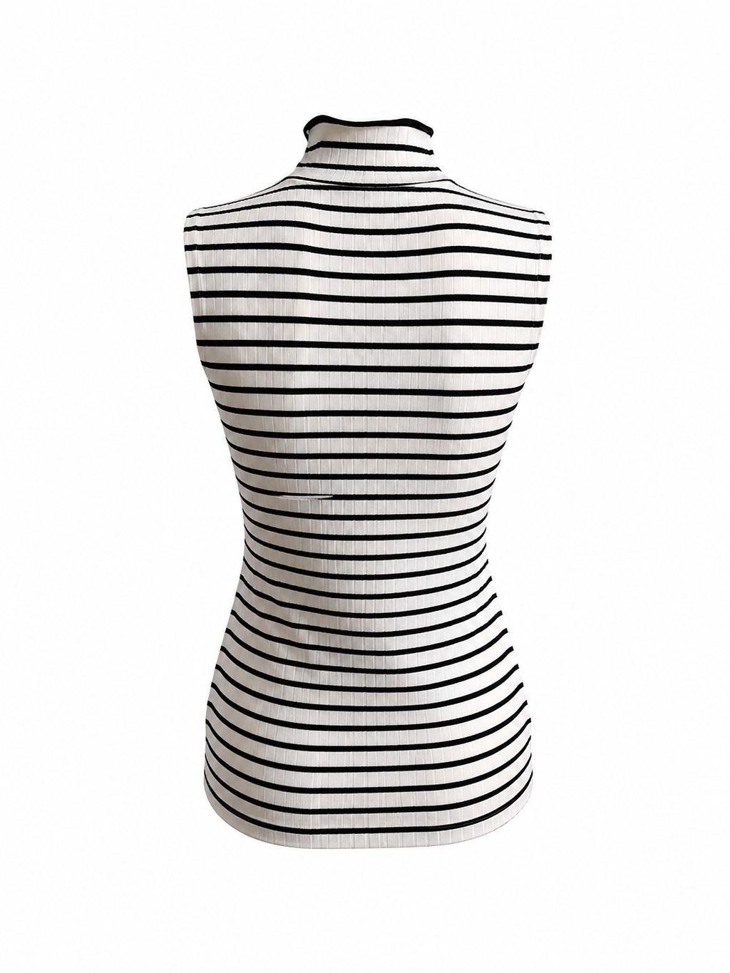 Ribbed Sleeveless High Neck Top ￼