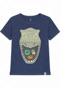 Kids Navy Dinosaur Interactive T-Shirt