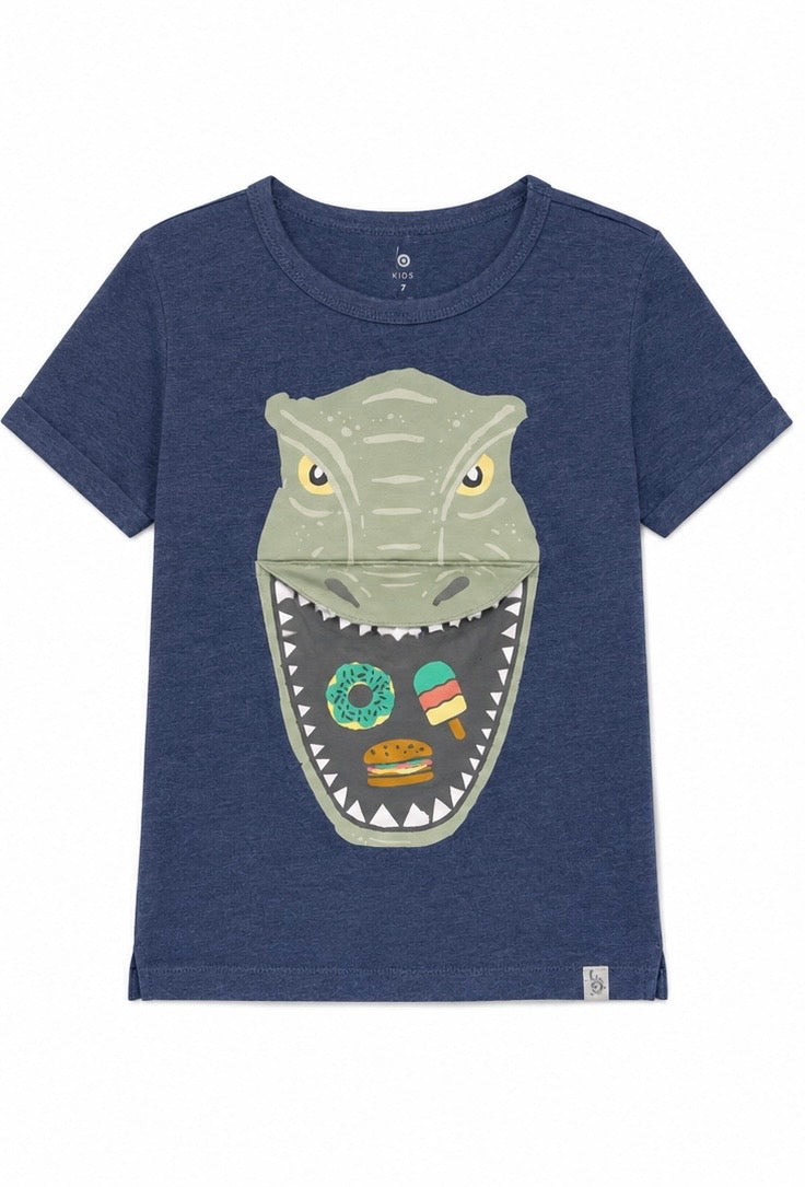 Kids Navy Dinosaur Interactive T-Shirt