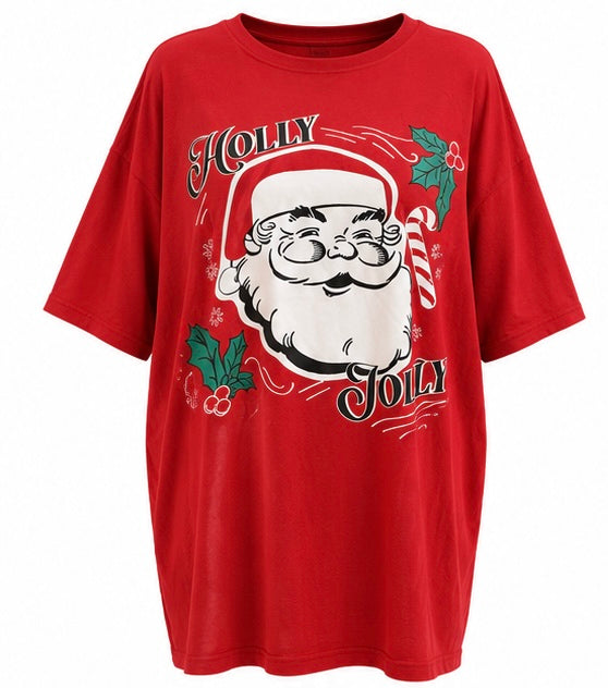 Red Holly Jolly Santa Graphic Tee
