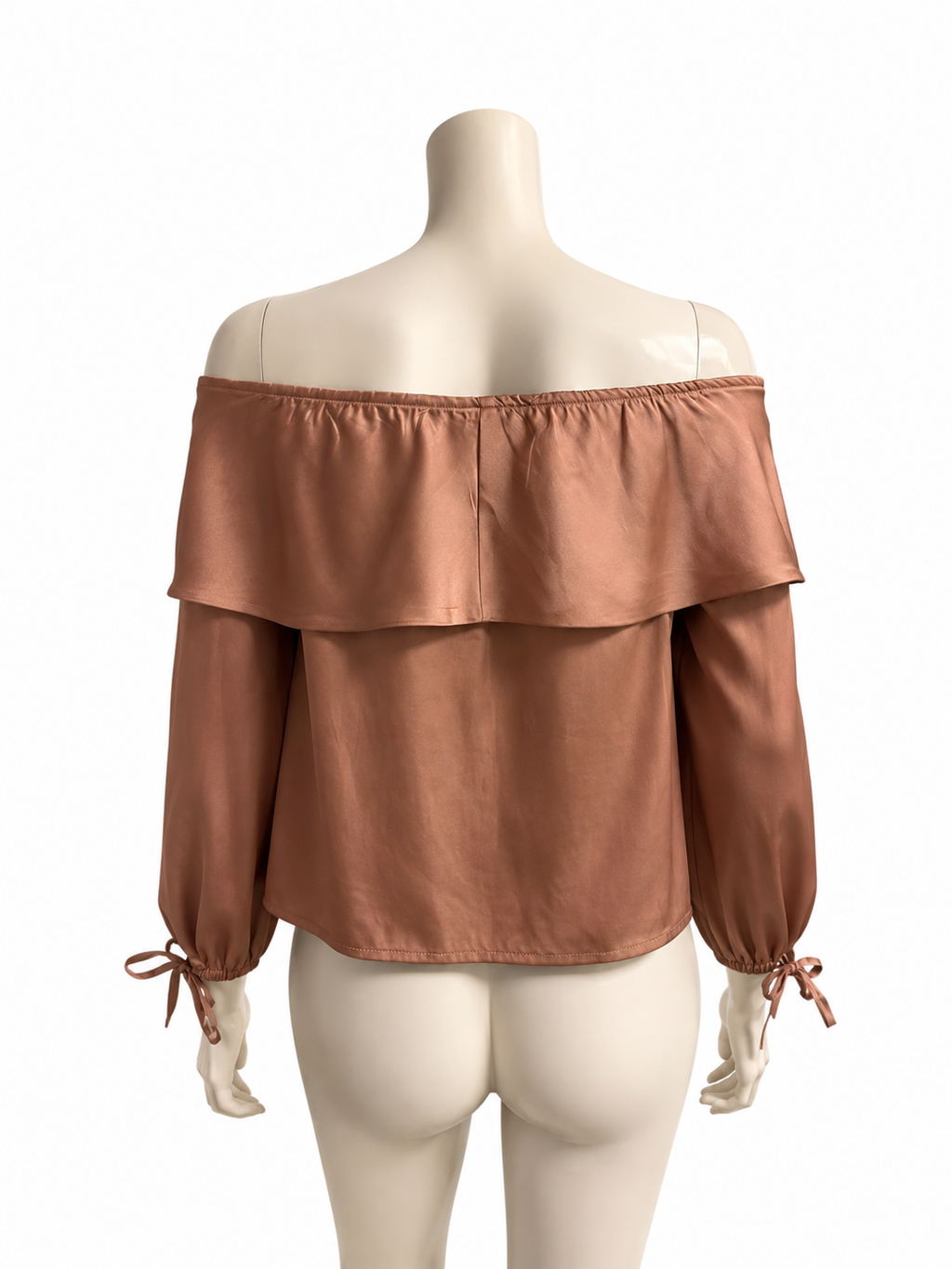 Rose Gold Satin Off Shoulder Top