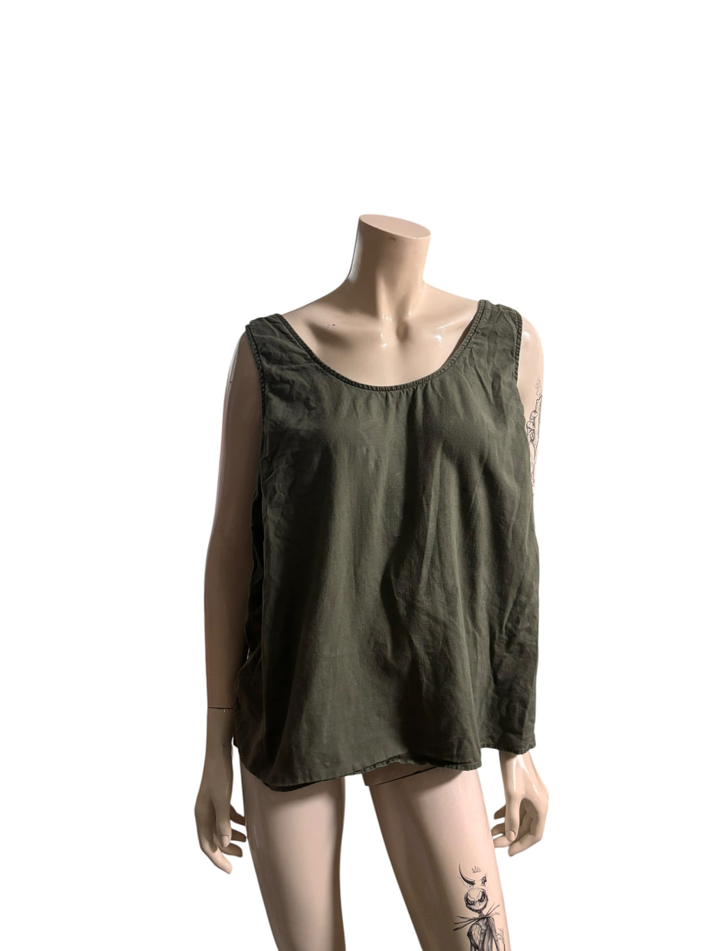 Khaki Relaxed Sleeveless Tank Top