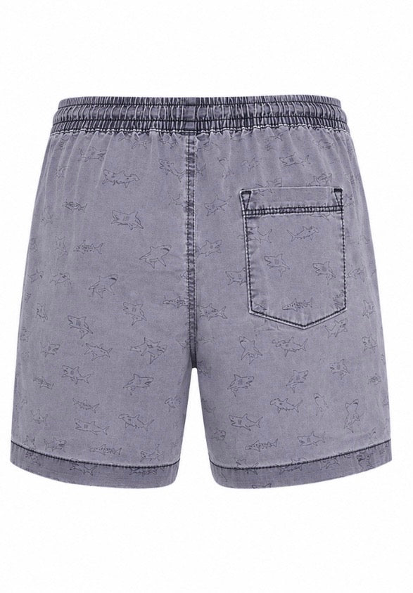 Grey Shark Print Shorts