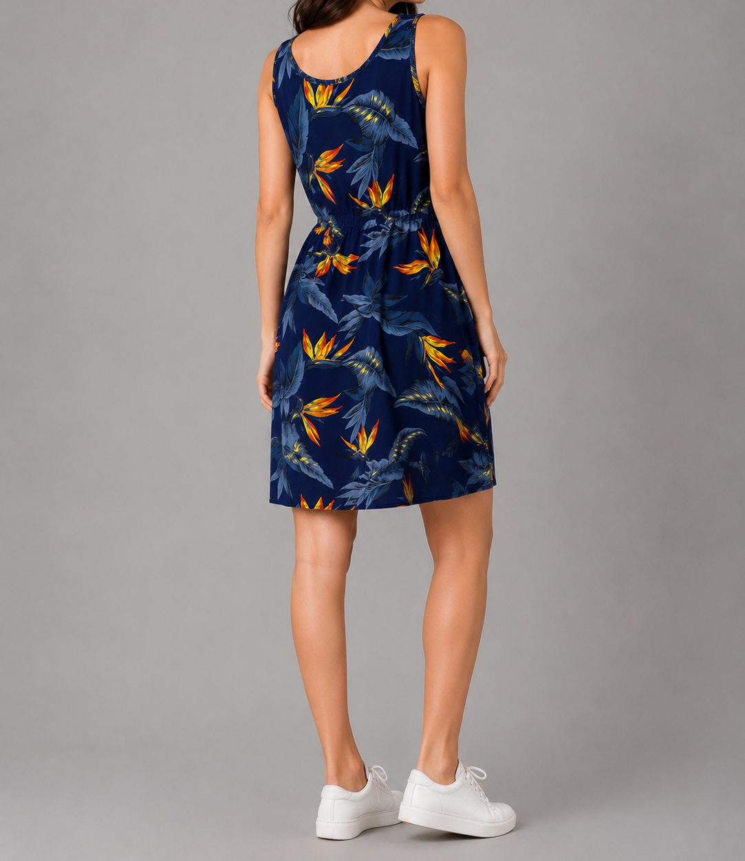 Tropical Print Sleeveless Dress