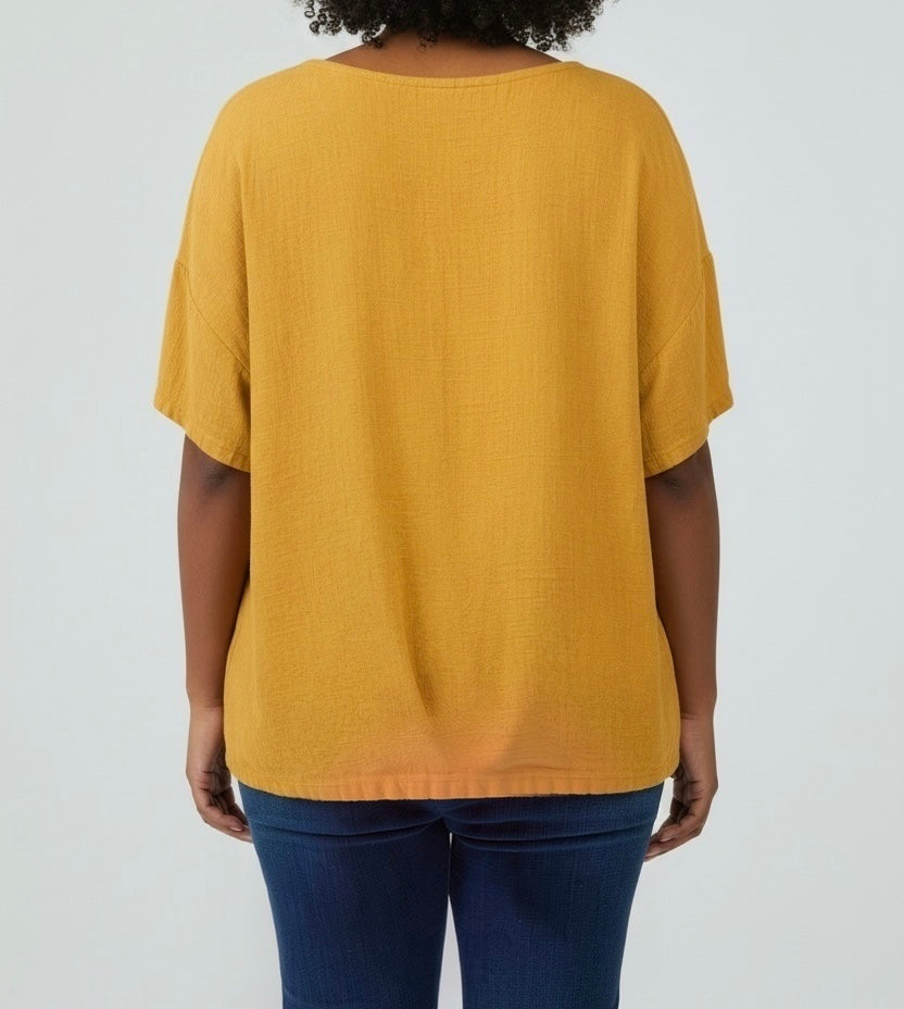 Mustard Tie Front Top
