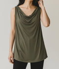 Green Draped Cowl Neck Top