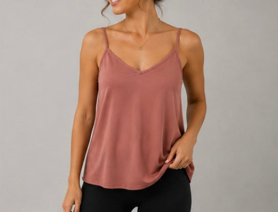 Brown V Neck Singlet