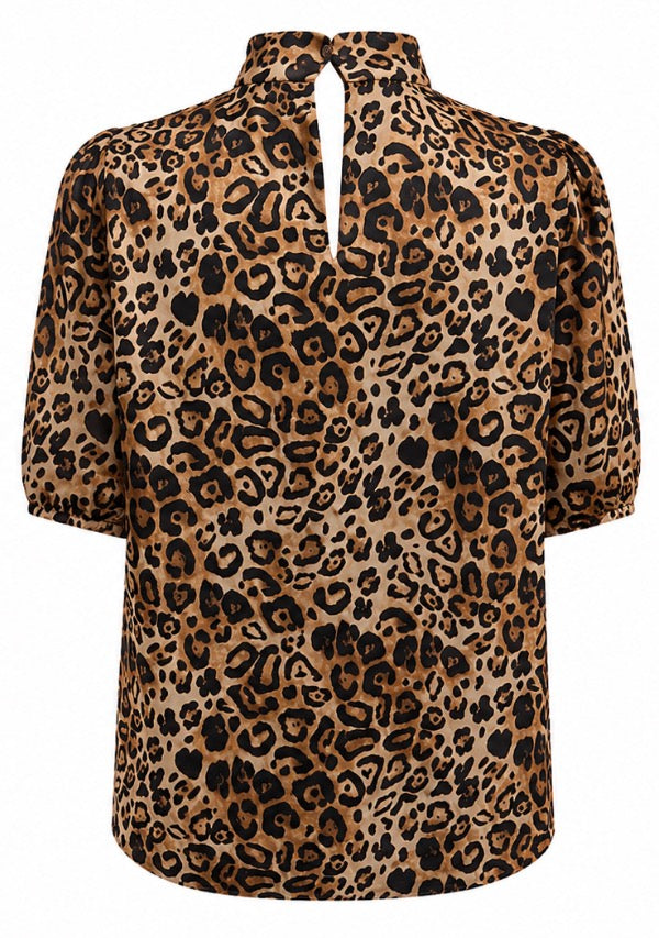 Leopard Print High Neck Blouse