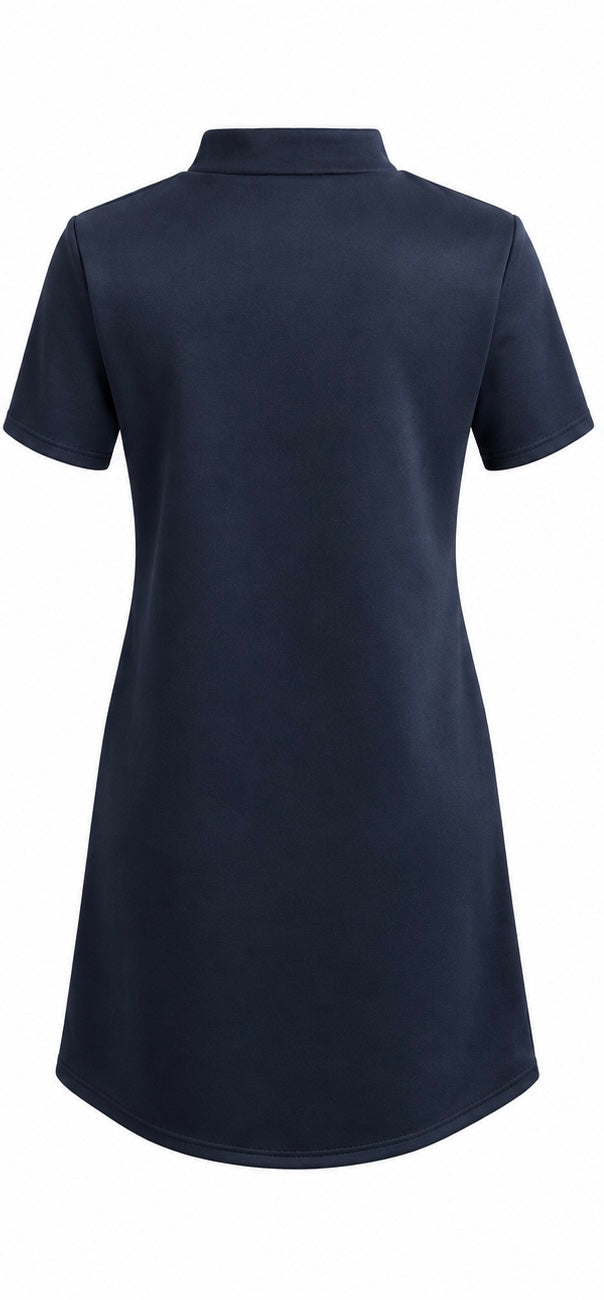 Navy High Neck Mini Dress