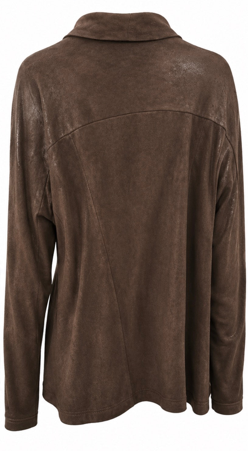 Faux Suede Waterfall Jacket