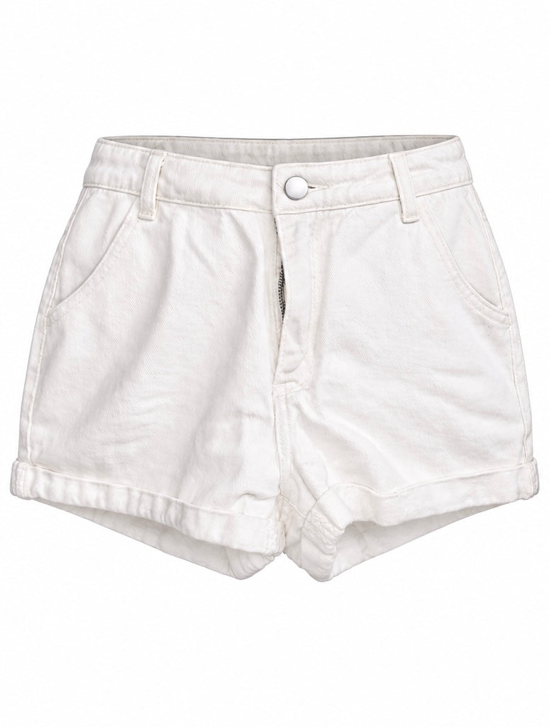 White Denim Cuffed Shorts