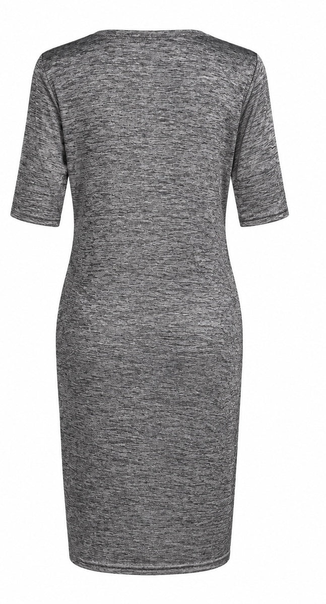 Grey Ruched Midi Dress