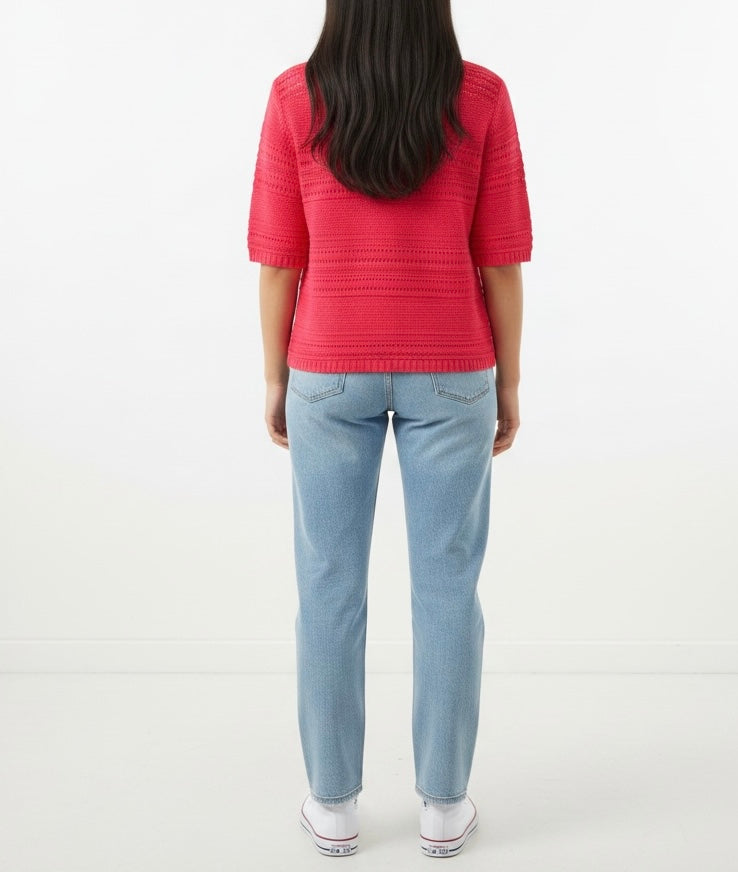 Coral Open Knit Cardigan